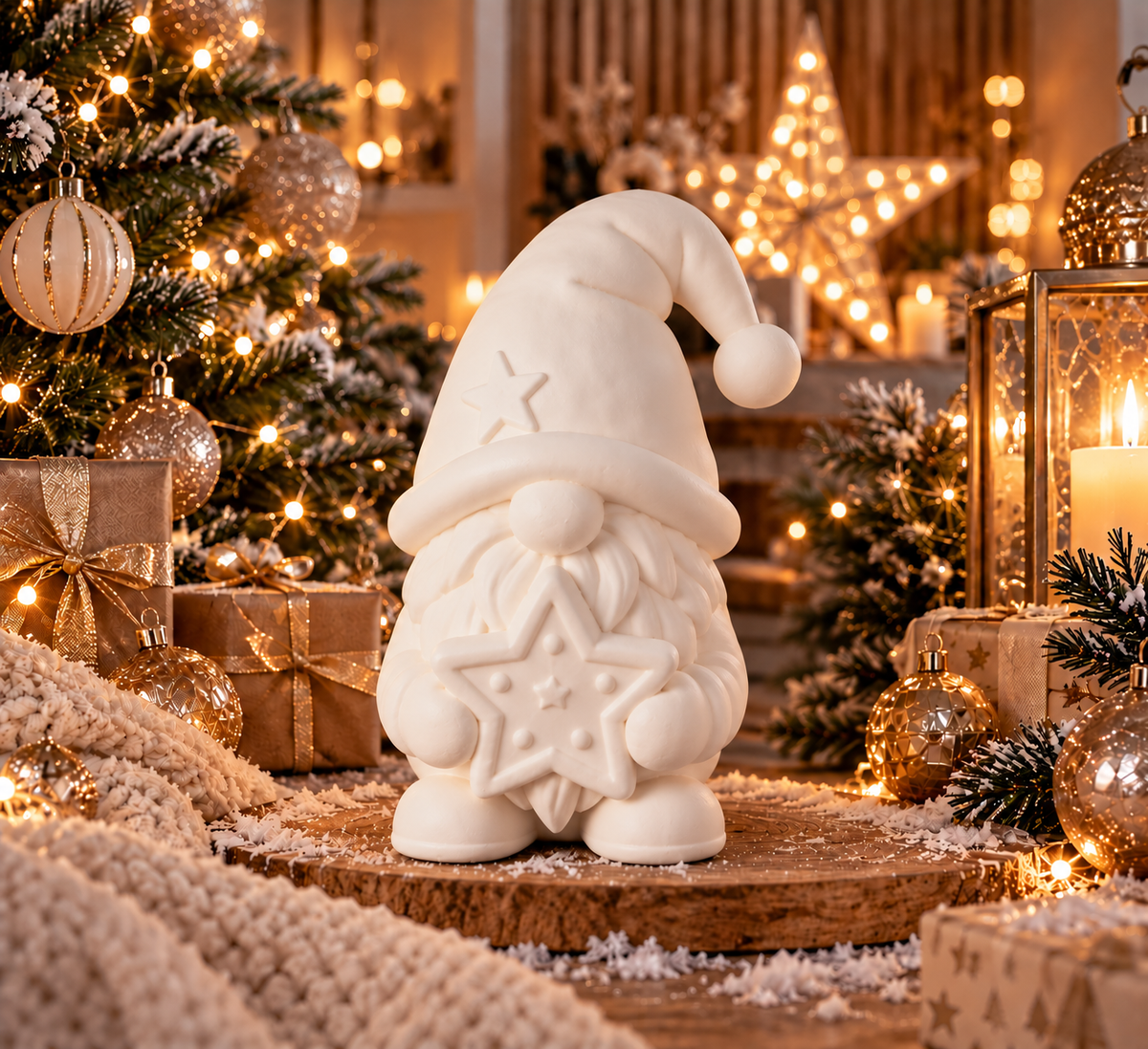 Großer Wichtel Fips mit Licht | 3D-Druck Weihnachtsdeko