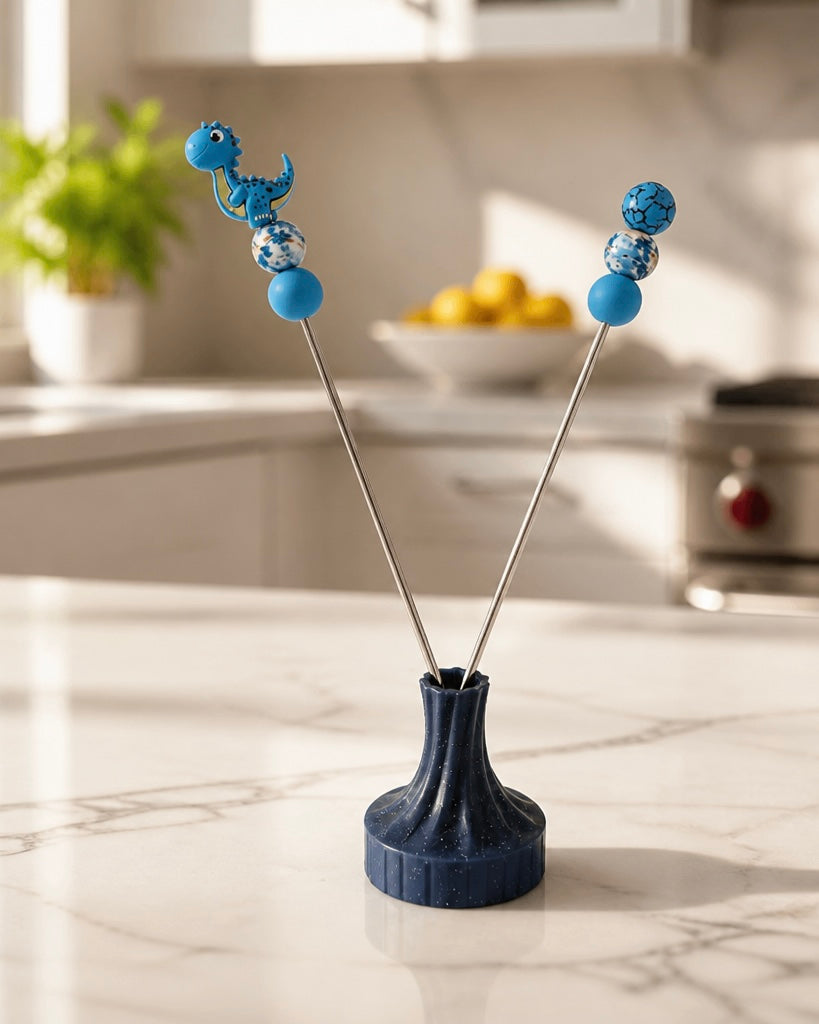 Amigurumi Sticks - Blauer Dino