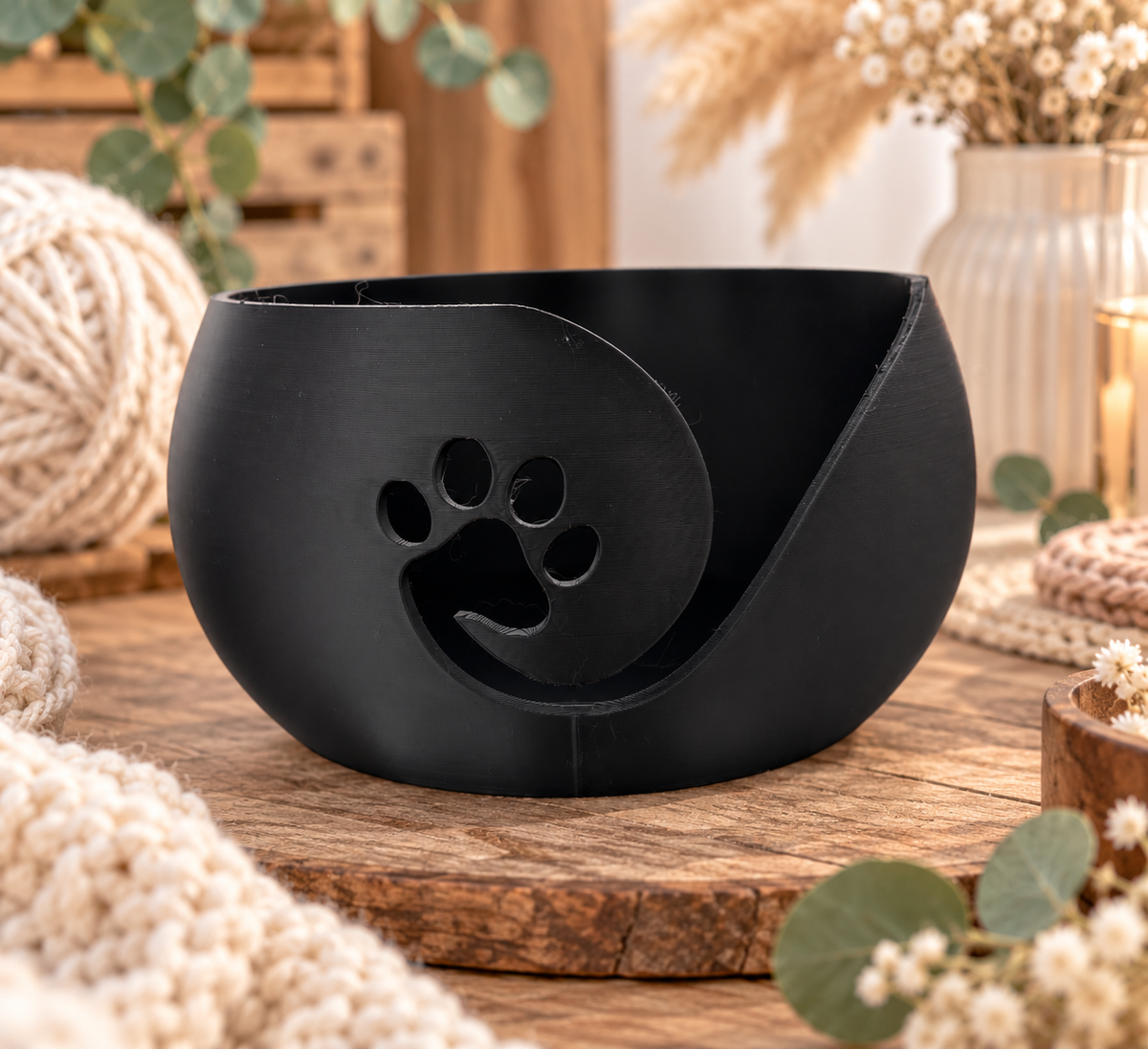 Garnschale mit Pfotenmotiv | 3D-Druck Häkelzubehör