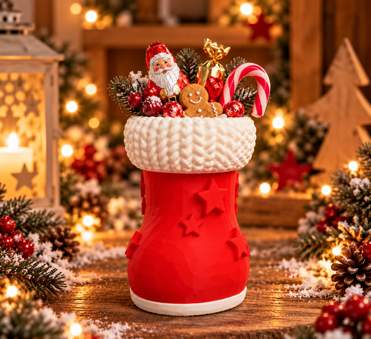 Nikolausstiefel zum Befüllen | Weihnachtsdeko aus 3D-Druck