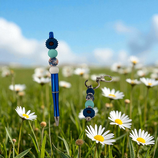 Schlüsselanhänger & Kugelschreiber Bundle - Gänseblümchen