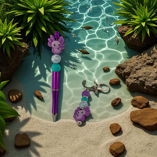 Schlüsselanhänger & Kugelschreiber Bundle - Axolotl