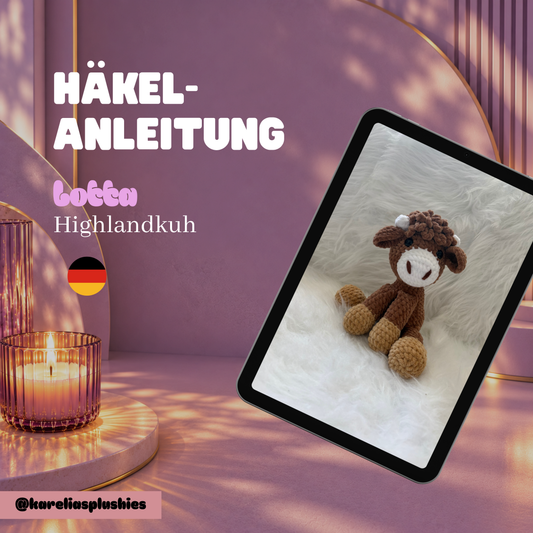PDF Häkelanleitung (DEUTSCH) für Amigurumi Highland-Kuh „Lotta“