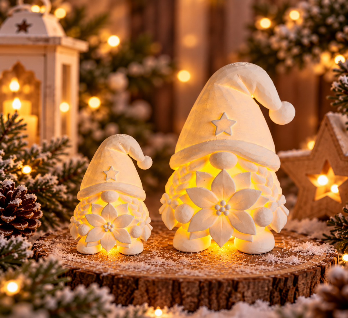 Wichtel Felia im 2er-Set mit Licht | 3D-Druck Weihnachtsdeko