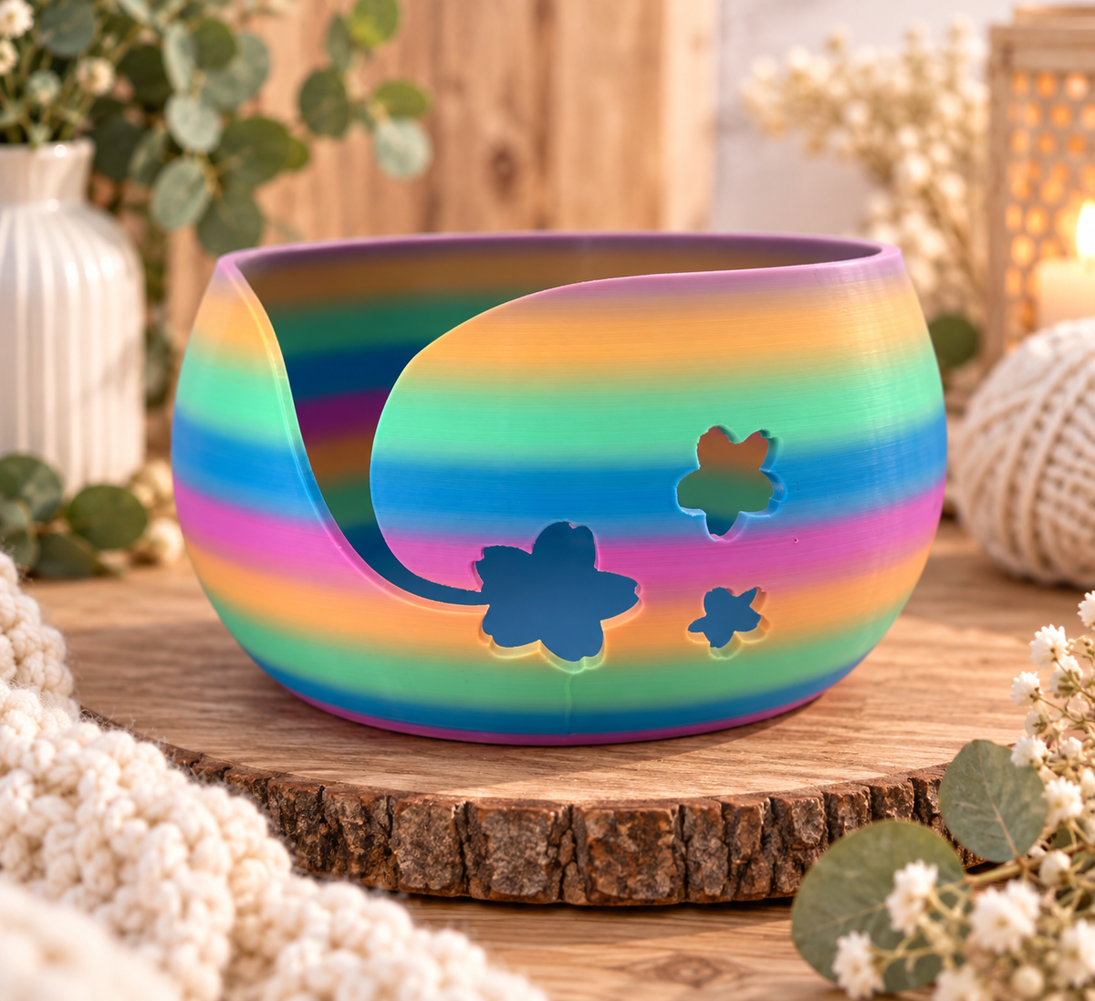 Garnschale mit Blumenmotiv | 3D-Druck Häkelzubehör