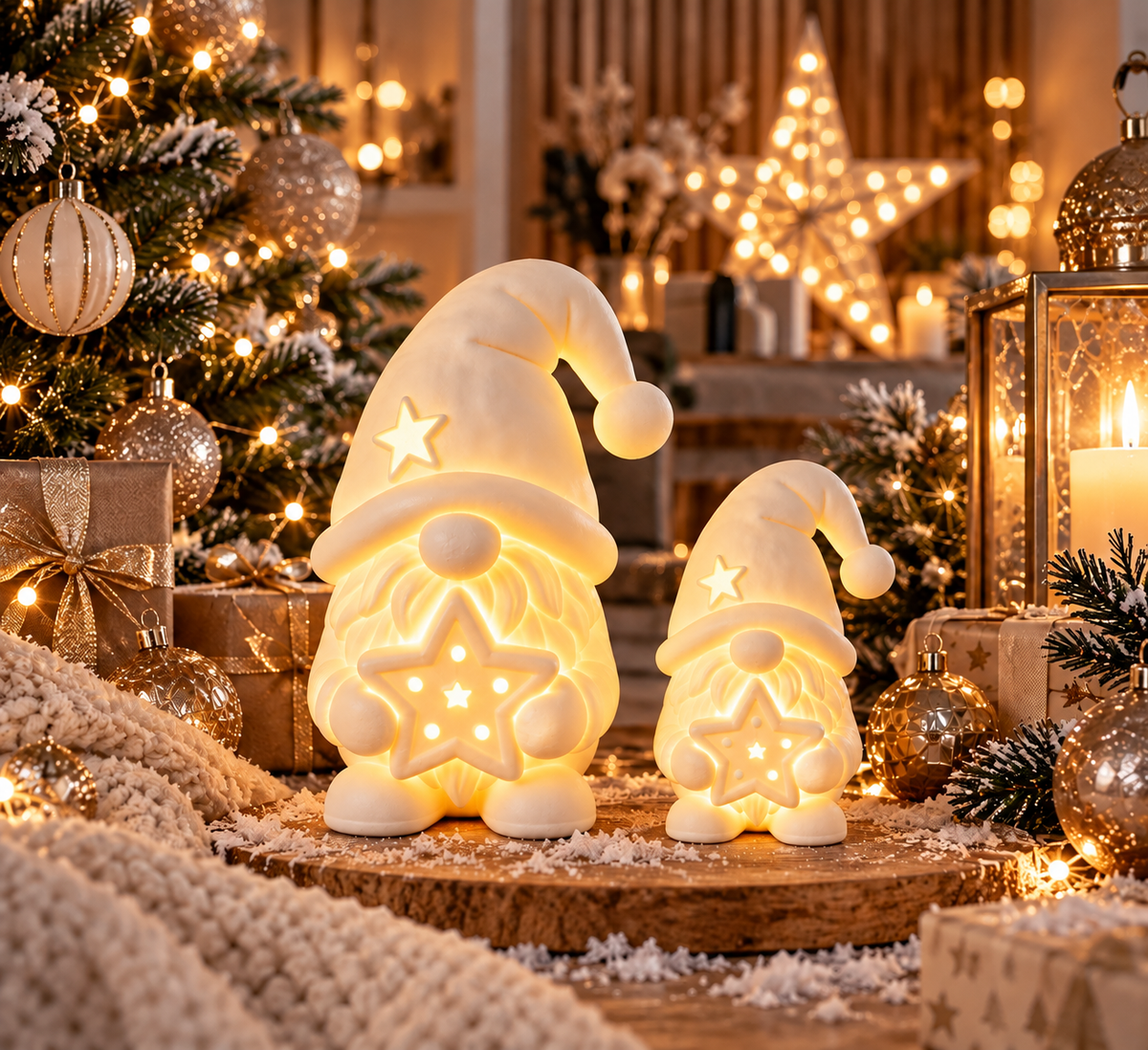 Wichtel Fips im 2er-Set mit Licht | 3D-Druck Weihnachtsdeko