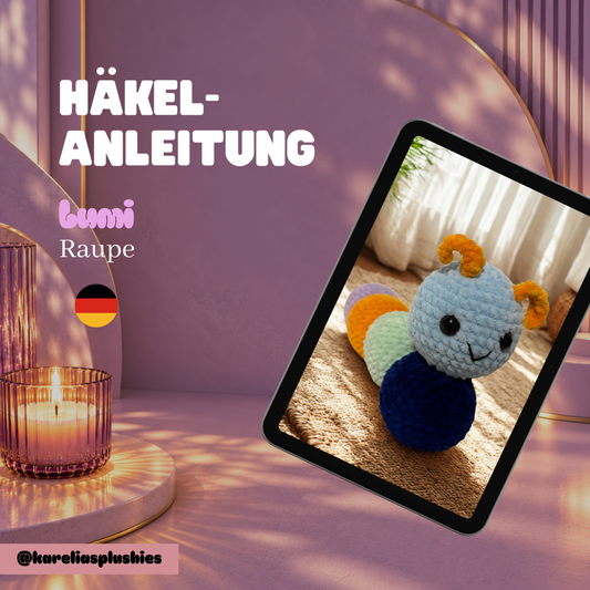 PDF Häkelanleitung (DEUTSCH) für Amigurumi Raupe „Lumi“