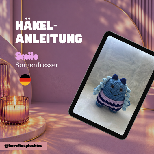 PDF Häkelanleitung (DEUTSCH) für Amigurumi Sorgenfresser „Smilo“