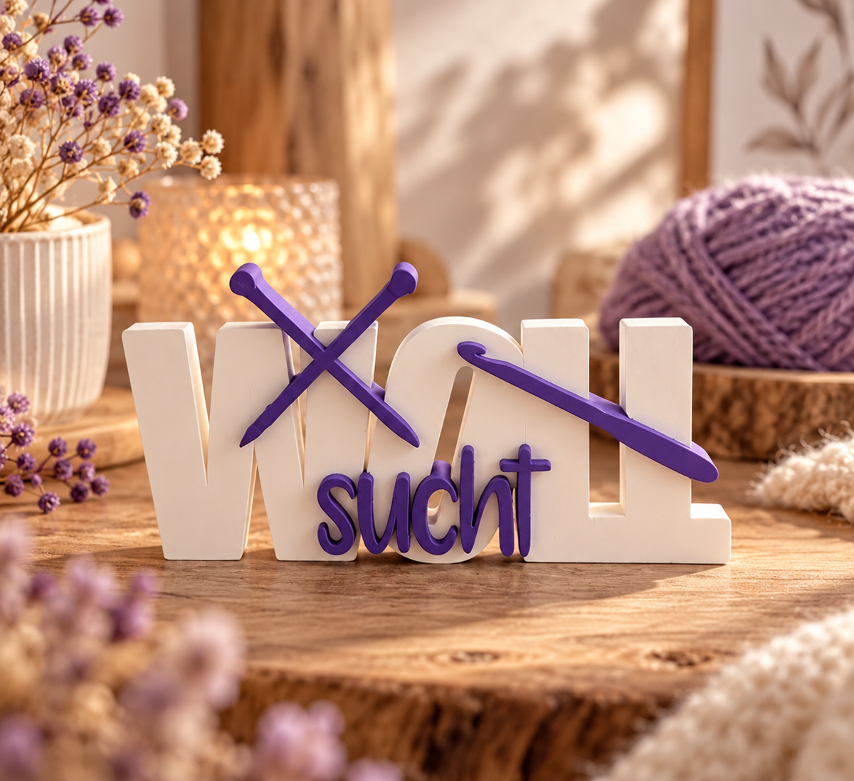 „Wollsucht“ Schriftzug | 3D-Druck Dekoration