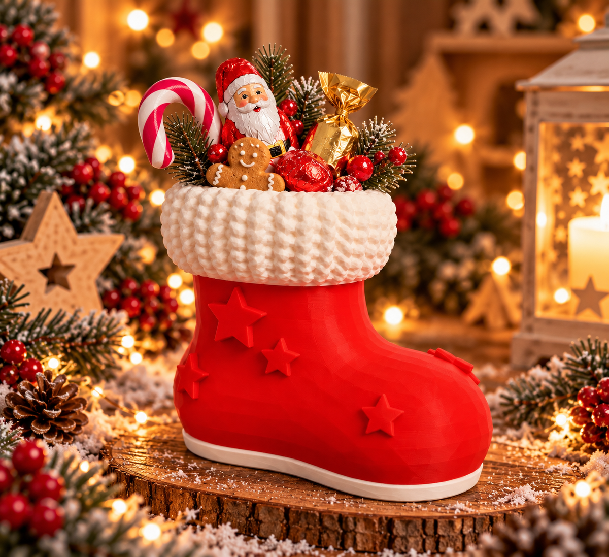 Nikolausstiefel zum Befüllen | Weihnachtsdeko aus 3D-Druck