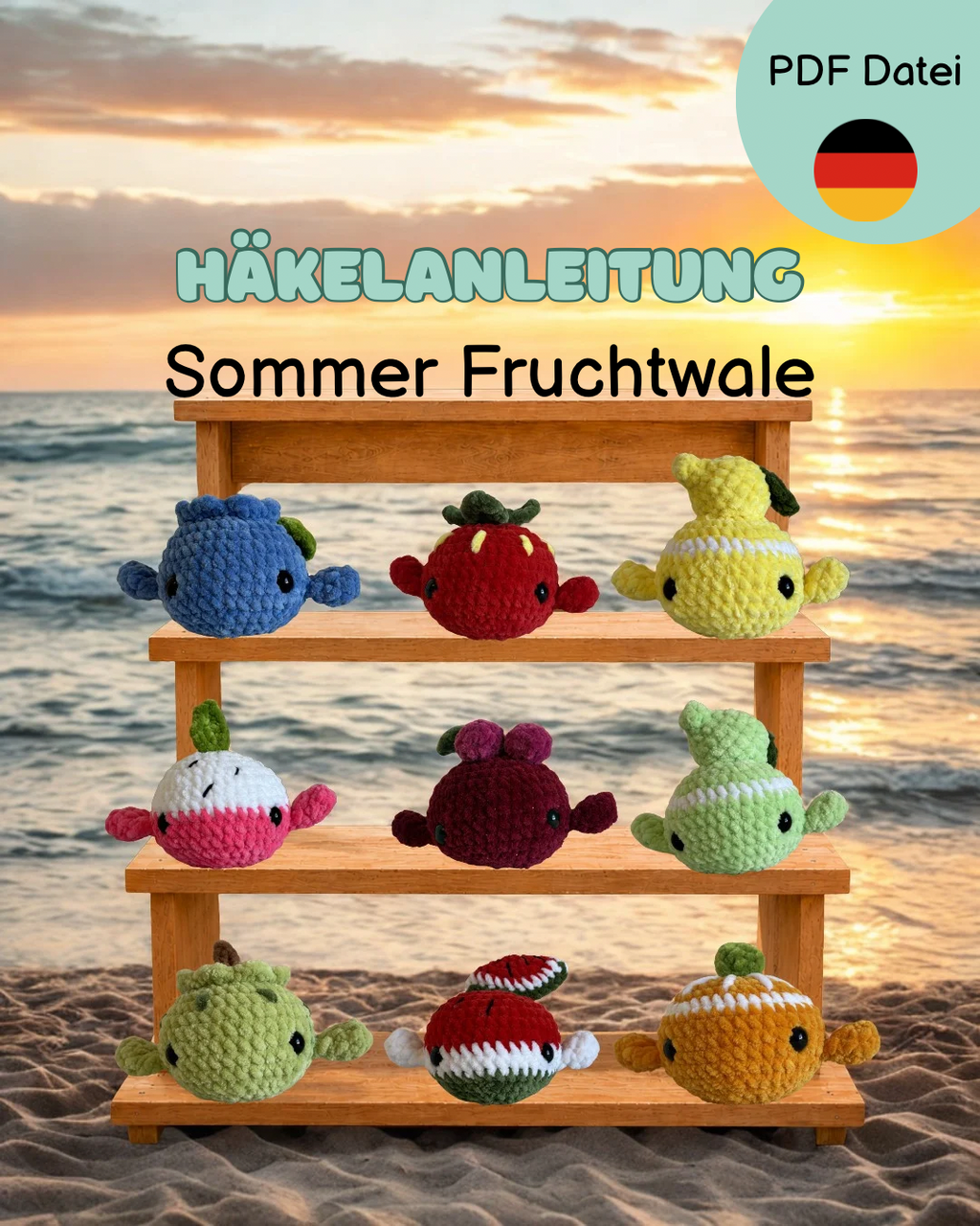 Häkelanleitung Sommer Fruchtwale - 9er Bundle