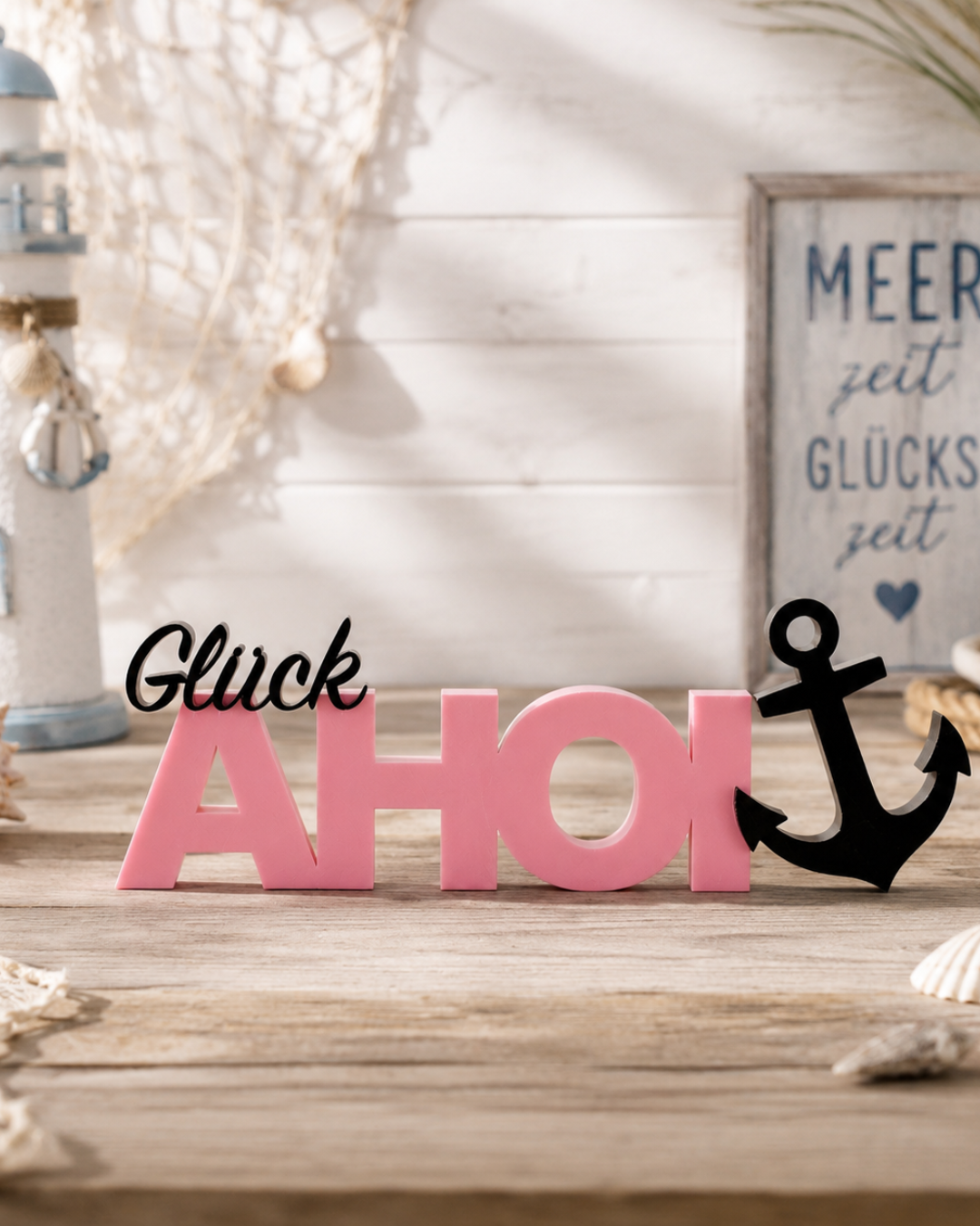 Glück Ahoi - 3D Schriftzug mit Anker