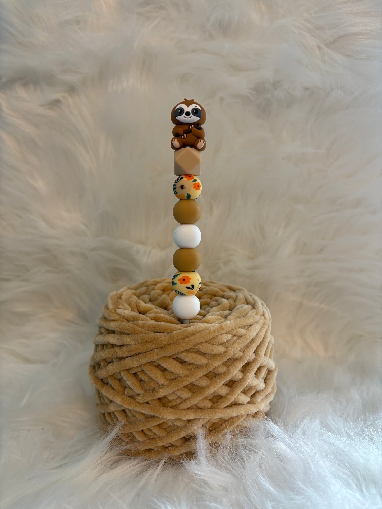 Ergonomische Häkelnadel 3,5mm Faultier Braun