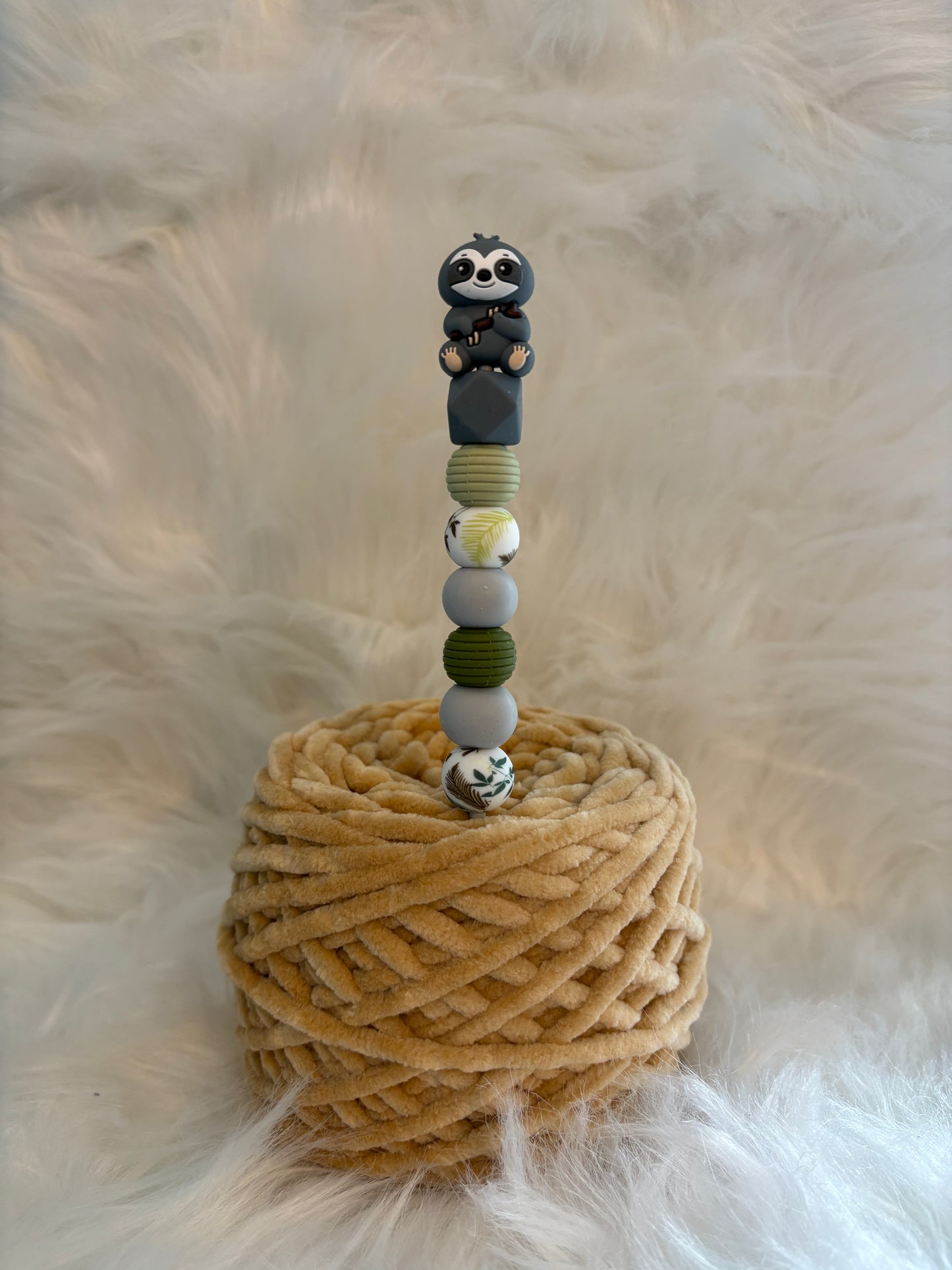 Ergonomische Häkelnadel 3,5mm Faultier grau